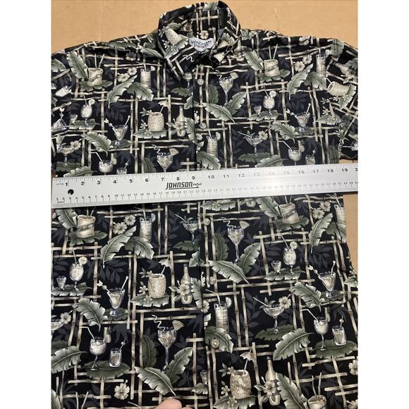 Windham Pointe Hawaiian Shirt Small, Palm Leaves Foliage Print, Beach Drinks - Picture 8 of 12